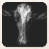 Farms | B&W Cow Head Shot Kartonnen Onderzetters (Voorkant)