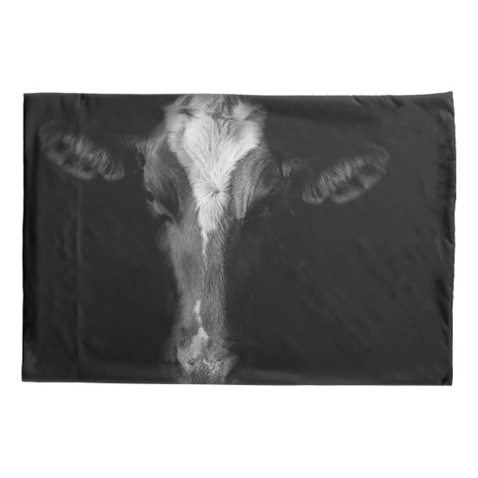 Farms | B&W Cow Head Shot Kussensloop (Achterkant)