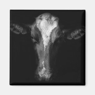 Farms   B&W Cow Head Shot Magneet