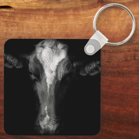Farms | B&W Cow Head Shot Sleutelhanger (Achterkant)