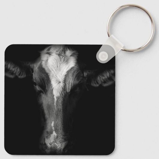 Farms | B&W Cow Head Shot Sleutelhanger (Achterkant)