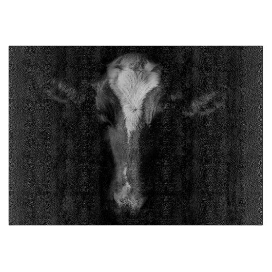 Farms | B&W Cow Head Shot Snijplank (Voorkant)