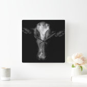 Farms | B&W Cow Head Shot Vierkante Klok (Huis)