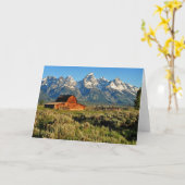 Farms Barn Shadowed by Snow Capped Mountains Kaart (Gele Bloem)