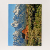 Farms Barn Shadowed by Snow Capped Mountains Legpuzzel (Verticaal)