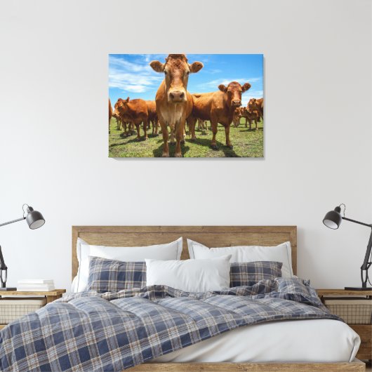 Farms Brown Cow Group Canvas Afdruk (Insitu (Slaapkamer))