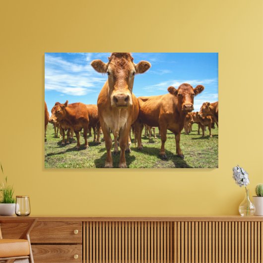 Farms Brown Cow Group Canvas Afdruk (Insitu (Woonkamer))