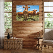 Farms Brown Cow Group Canvas Afdruk