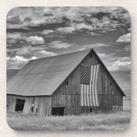 Farms | BW American Flag Barn Scene Bier Onderzetter (Voorkant)