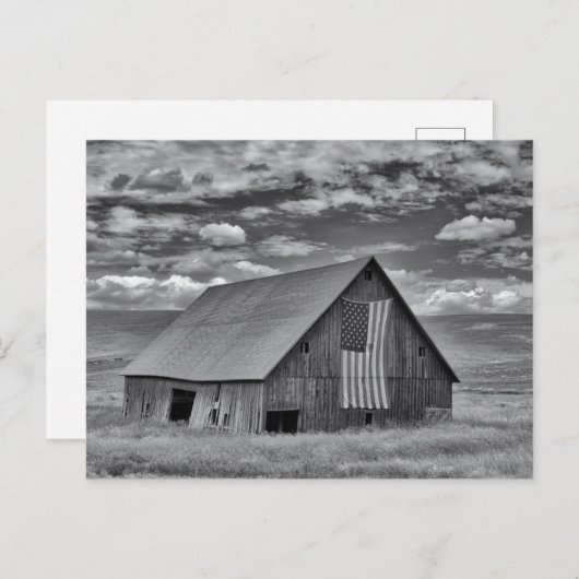 Farms | BW American Flag Barn Scene Briefkaart (Voorkant / Achterkant)