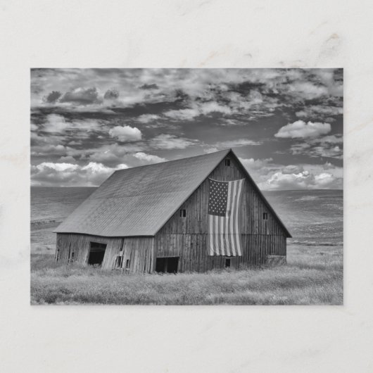 Farms | BW American Flag Barn Scene Briefkaart (Voorkant)