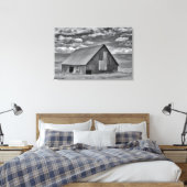 Farms | BW American Flag Barn Scene Canvas Afdruk (Insitu (Slaapkamer))
