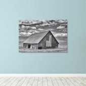 Farms | BW American Flag Barn Scene Canvas Afdruk (Insitu (Houten vloer))