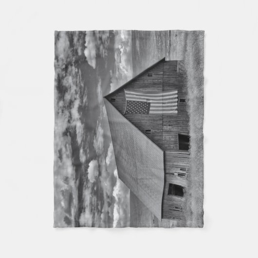 Farms | BW American Flag Barn Scene Fleece Deken (Voorkant)