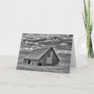 Farms BW American Flag Barn Scene Kaart
