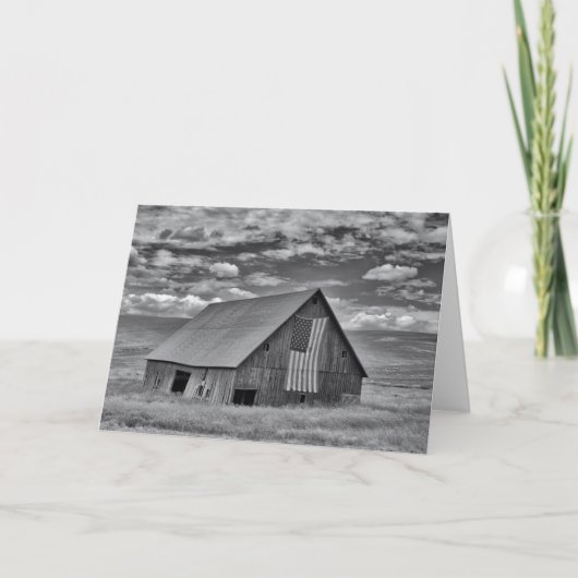 Farms | BW American Flag Barn Scene Kaart (Voorkant)