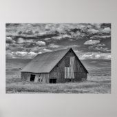 Farms | BW American Flag Barn Scene Poster (Voorkant)
