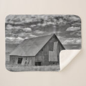 Farms | BW American Flag Barn Scene Sherpa Deken (Voorkant (horizontaal))