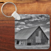 Farms | BW American Flag Barn Scene Sleutelhanger (Voorkant)