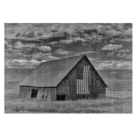 Farms | BW American Flag Barn Scene Snijplank (Voorkant)
