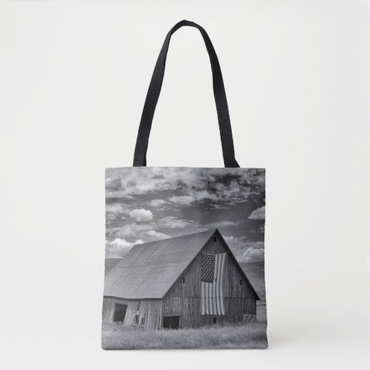 Farms | BW American Flag Barn Scene Tote Bag (Voorkant)