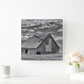 Farms | BW American Flag Barn Scene Vierkante Klok (Huis)