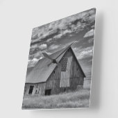 Farms | BW American Flag Barn Scene Vierkante Klok (Hoek)