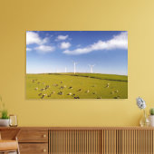 Farms | Cows Near Windmill Farm Canvas Afdruk (Insitu (Woonkamer))