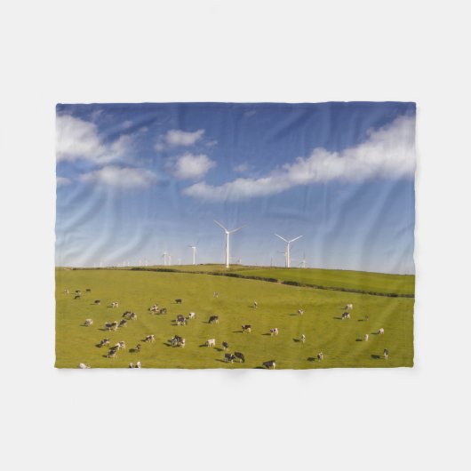 Farms | Cows Near Windmill Farm Fleece Deken (Voorkant (Horizontaal))