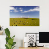 Farms | Cows Near Windmill Farm Poster (Thuiskantoor)