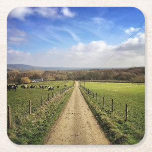 Farms English Countryside Dirt Road Kartonnen Onderzetters