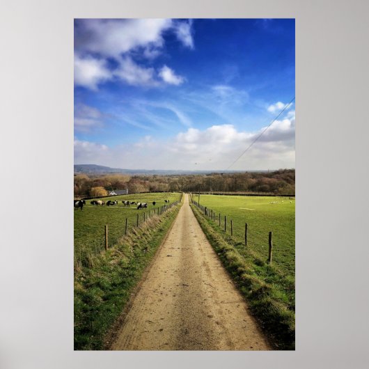 Farms English Countryside Dirt Road Poster (Voorkant)
