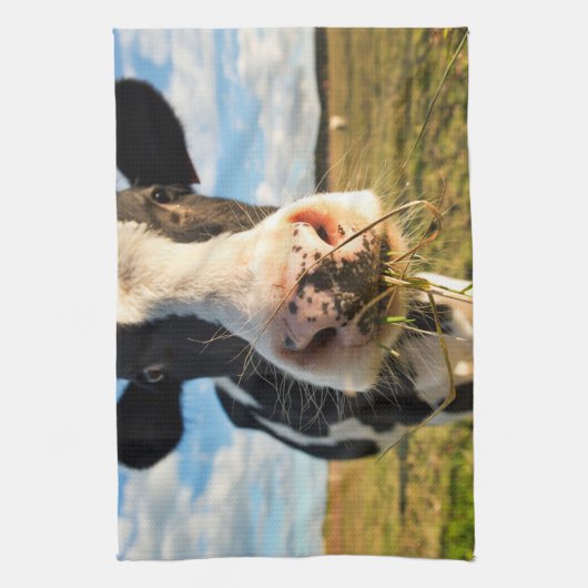 Farms | Holstein Cow Chewing Theedoek (Verticaal)