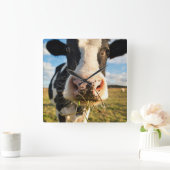Farms | Holstein Cow Chewing Vierkante Klok (Huis)