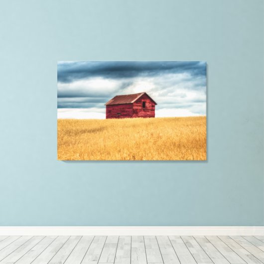 Farms | Old Red Barn Canvas Afdruk (Insitu (Houten vloer))