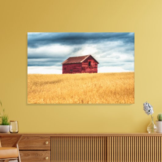 Farms | Old Red Barn Canvas Afdruk (Insitu (Woonkamer))