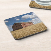 Farms | Old Red Barn in Wheat Field Bier Onderzetter (Linkerzijde)