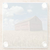 Farms | Old Red Barn in Wheat Field Glazen Onderzetter (Achterkant)