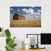 Farms | Old Red Barn in Wheat Field Poster (Thuiskantoor)