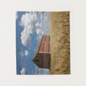 Farms | Old Red Barn in Wheat Field Wandkleed (Voorkant)