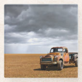 Farms Old Truck in Field Glazen Onderzetter (Voorkant)