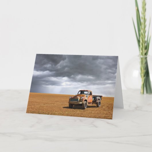 Farms Old Truck in Field Kaart (Voorkant)