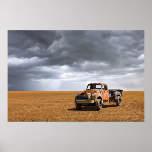 Farms Old Truck in Field Poster (Voorkant)