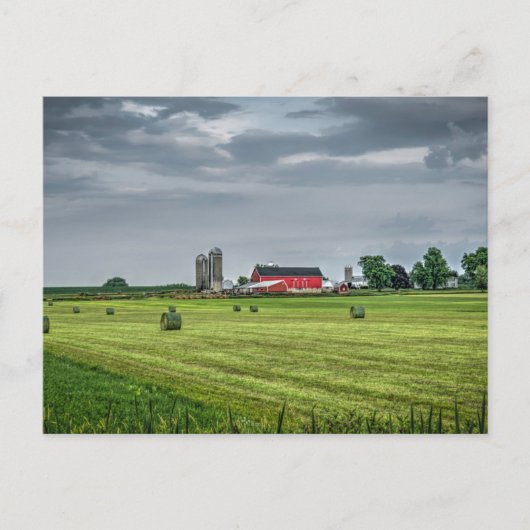 Farms | Red Barn & Silo in Spring Briefkaart (Voorkant)