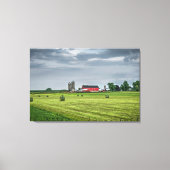 Farms Red Barn & Silo in Spring Canvas Afdruk (Voorkant)