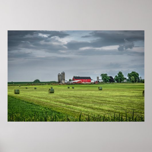 Farms Red Barn & Silo in Spring Poster (Voorkant)