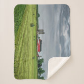 Farms Red Barn & Silo in Spring Sherpa Deken (Voorkant)