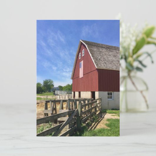 Farms | Red Barn With American Flag Bedankkaart (Staand voorkant)