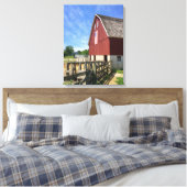 Farms Red Barn With American Flag Canvas Afdruk (Insitu (Slaapkamer))