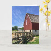 Farms Red Barn With American Flag Kaart (Gele Bloem)